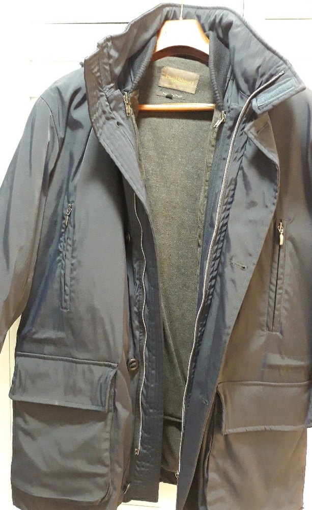 Paul Stuart Solid Navy Blue Hooded  s/t Shearling